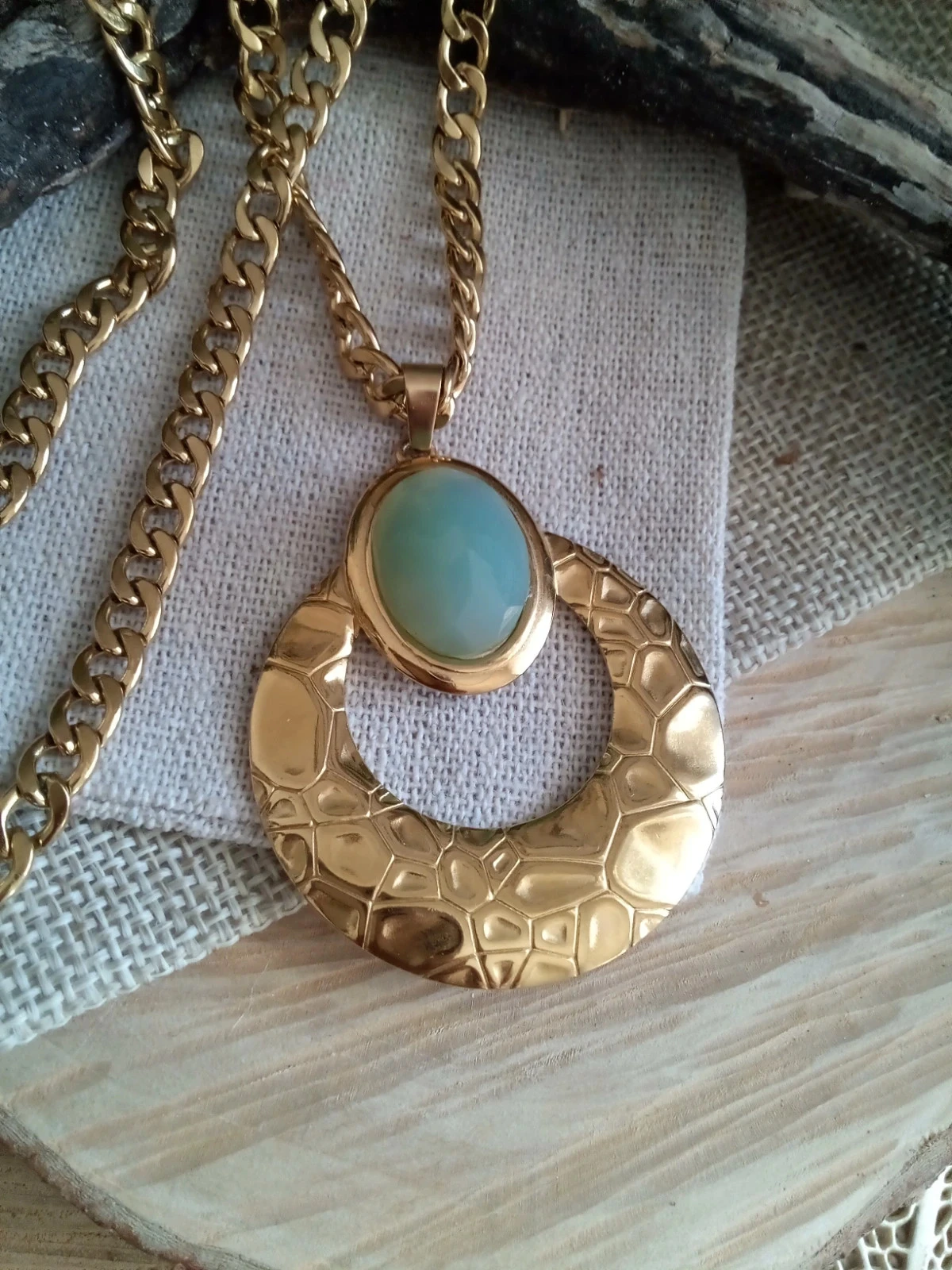 Collier pendentif en pierre de chrysoprase – photo 2